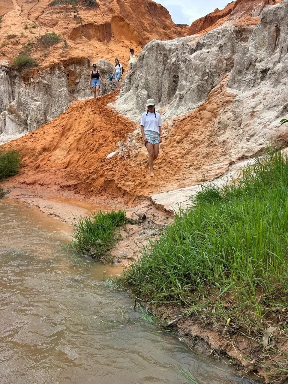 Vùng nước nông tĩnh lặng len lỏi giữa cồn cát đỏ và hàng dừa